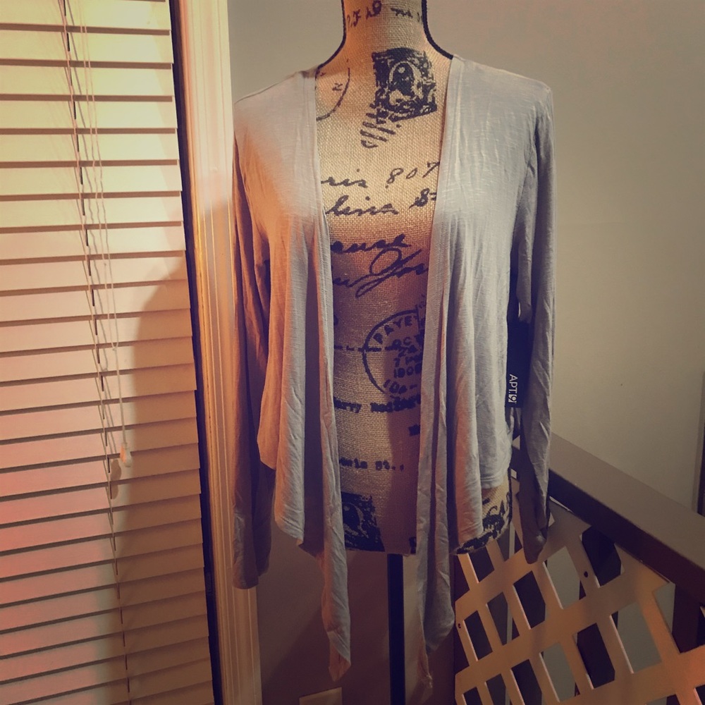 NEW Apt. 9 Grey Gray Long Sleeve Cardigan NWT L